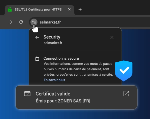 Affichage du certificat dans le navigateur Affichage du certificat dans le navigateur