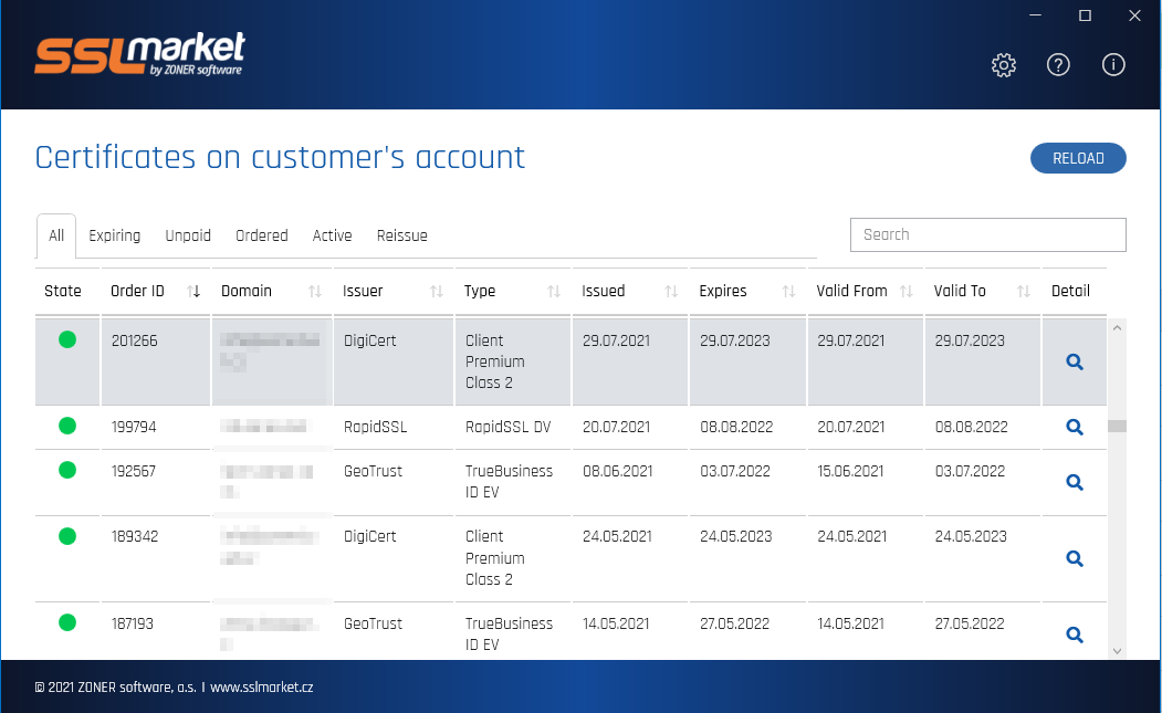 Application SSLmarket pour Windows