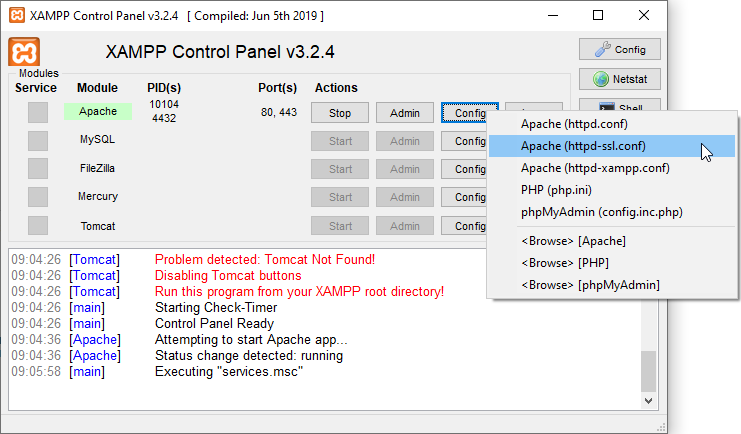 Ouvrez la configuration ssl vhost