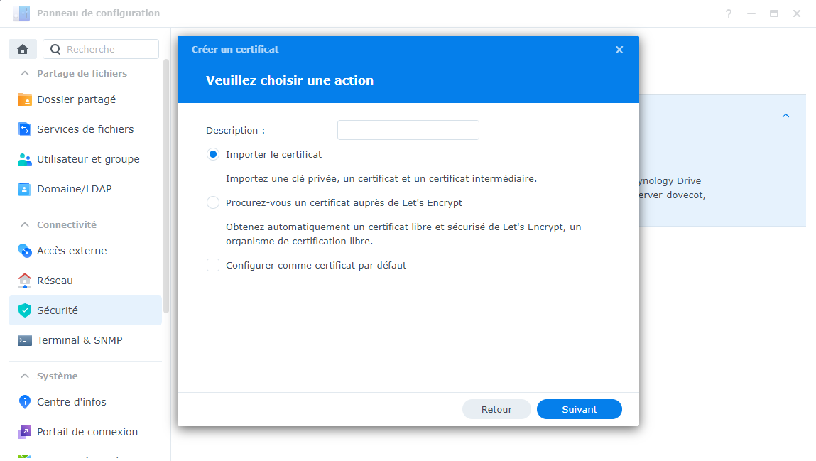 synology - Importer un certificat