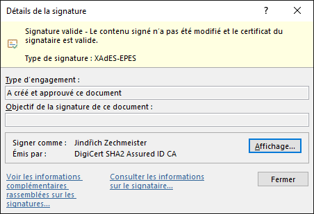 Signature du document Word.