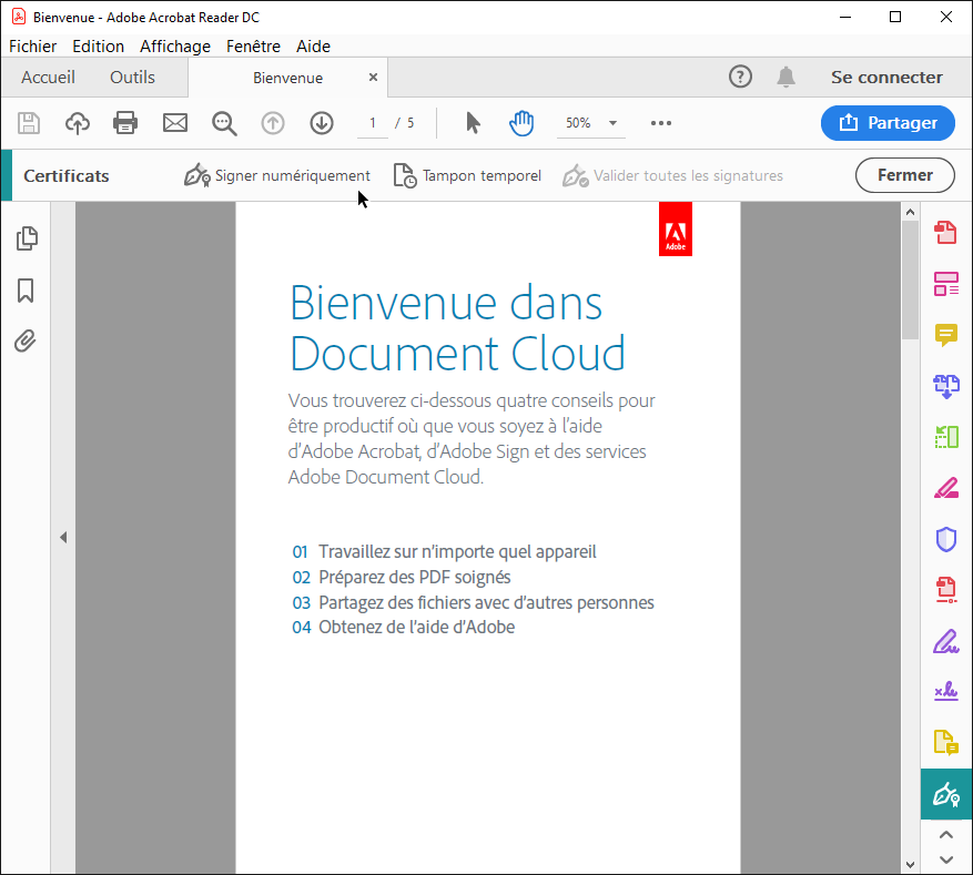 Signer dans Adobe Reader