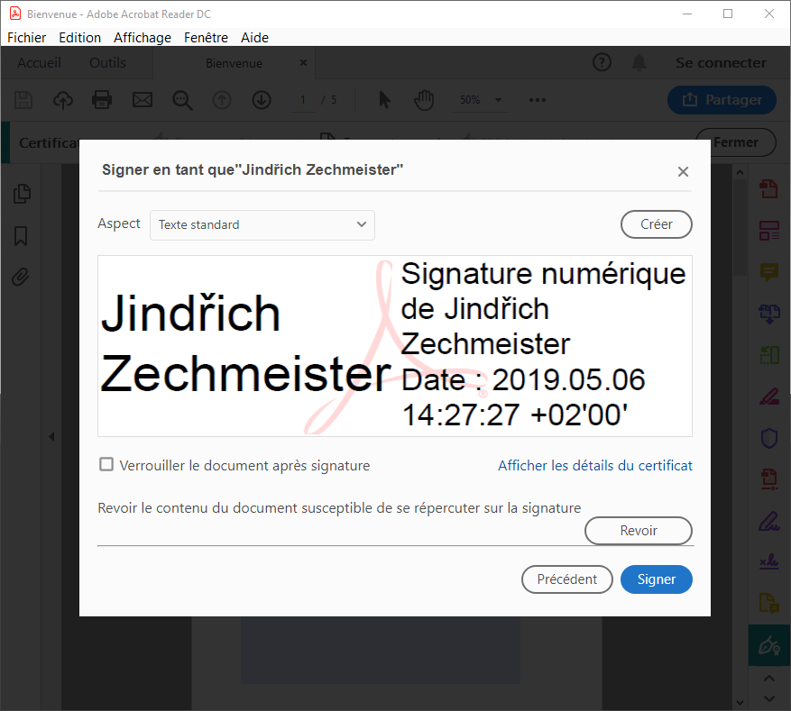 Signer dans Adobe Reader