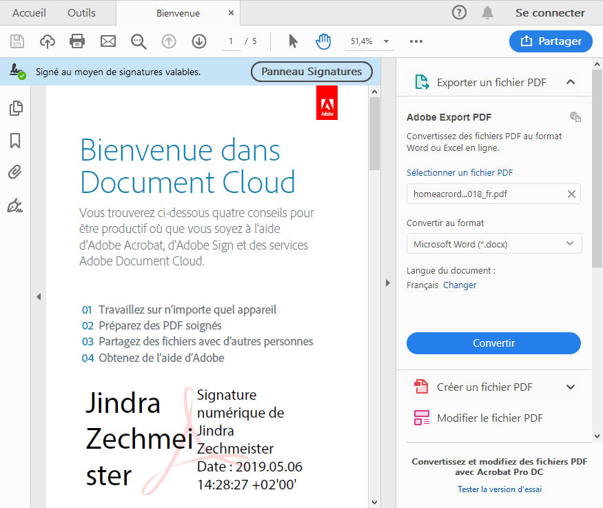 Signer dans Adobe Reader