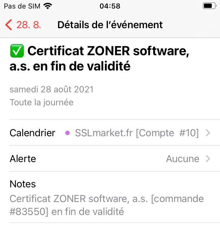 Calendrier sur iPhone