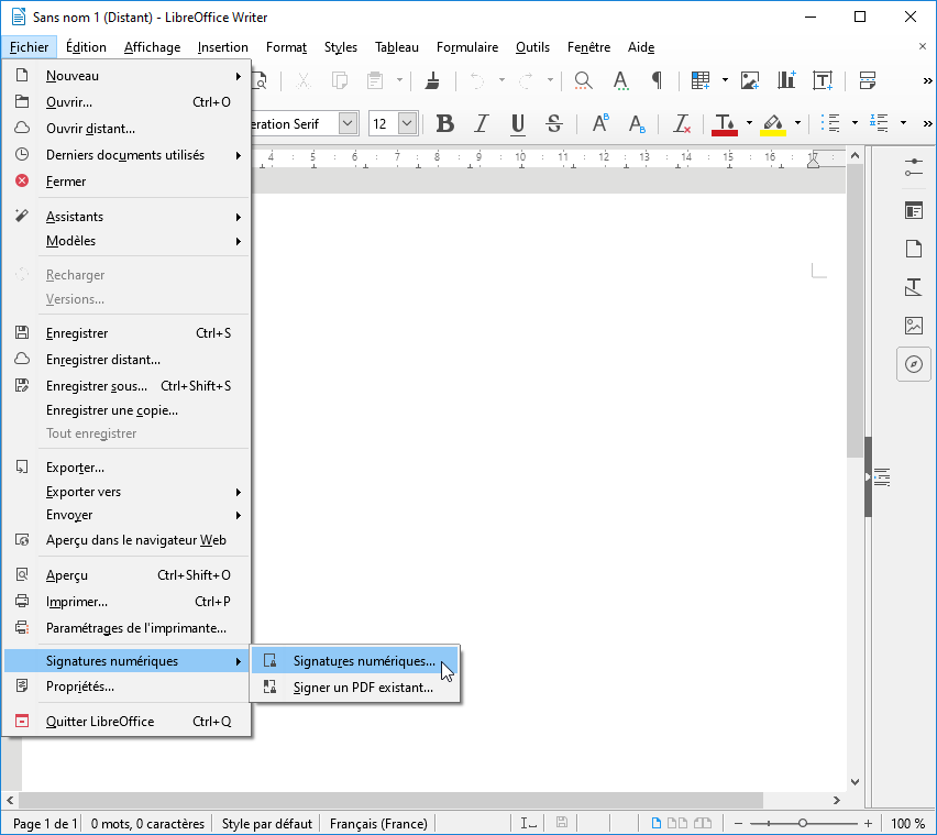 Signer dans Open/LibreOffice