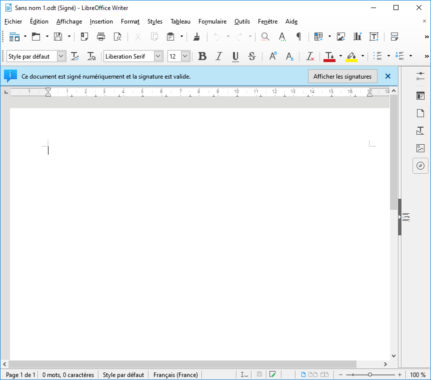 Signer dans Open/LibreOffice