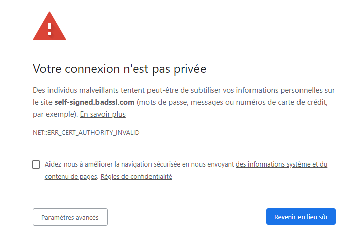 Certificat SSL non reconnu