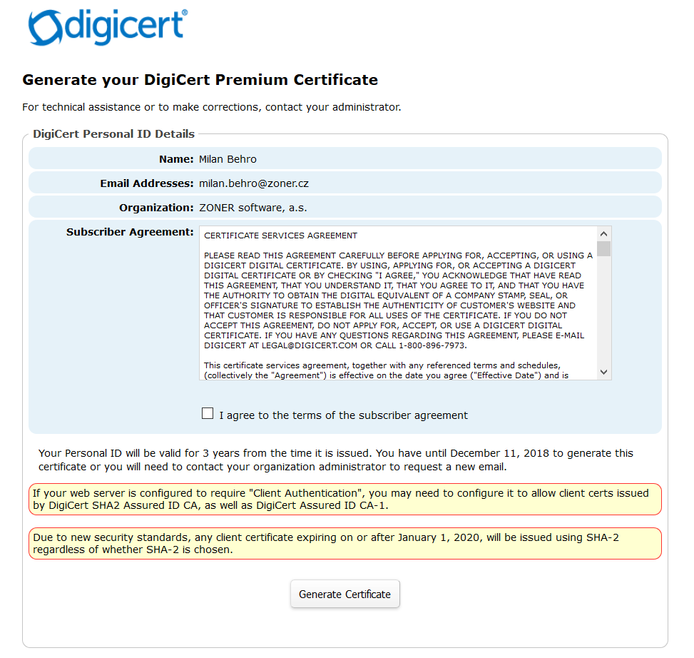 Obtenir un certificat S/MIME