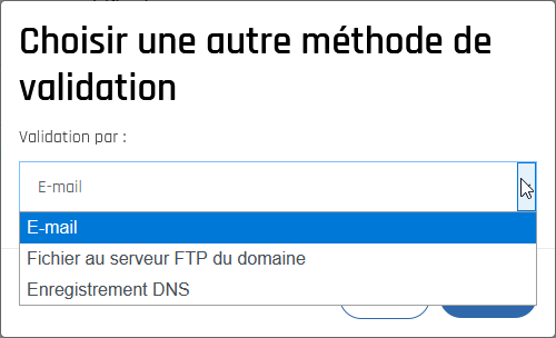 Changer la méthode de validation